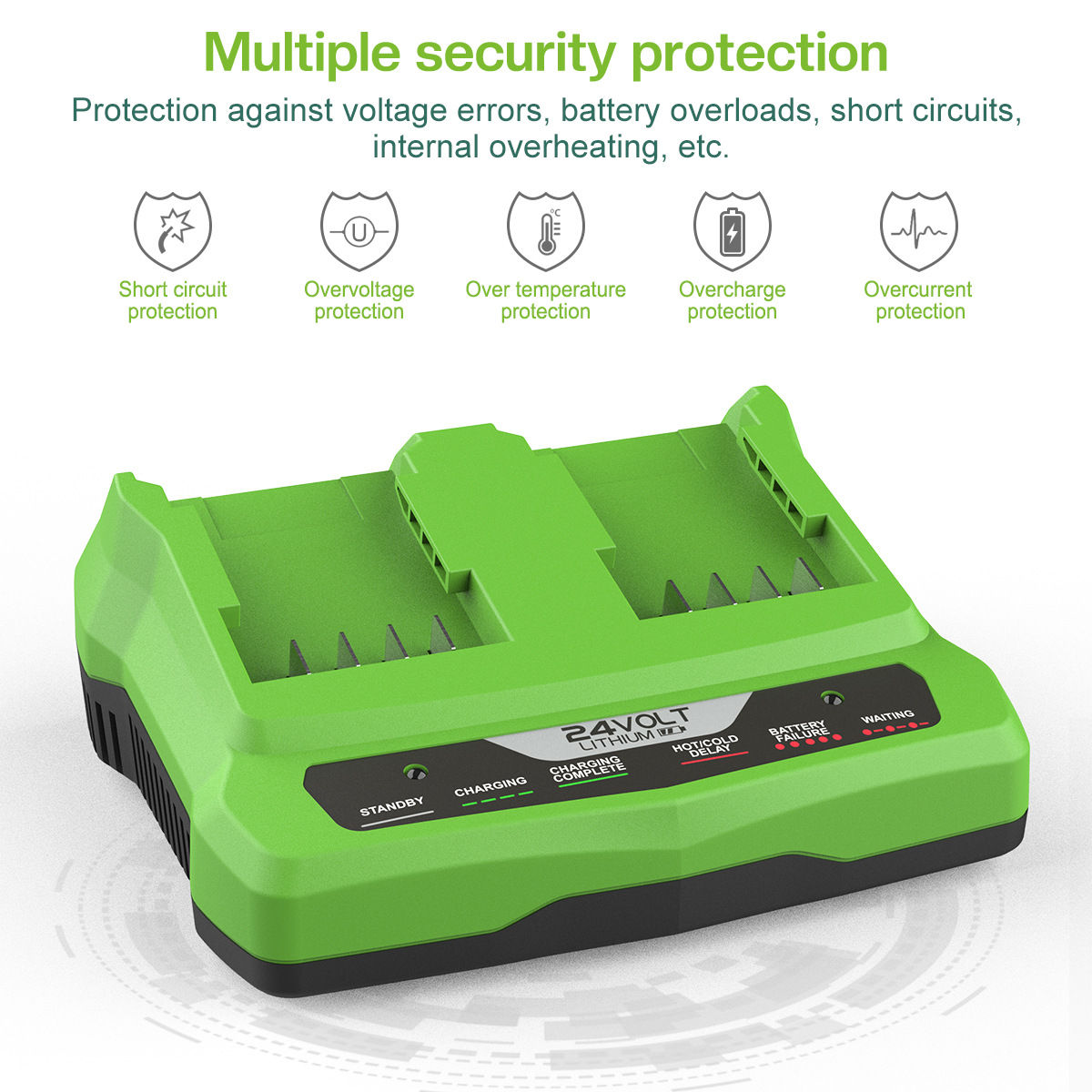 Voor Greenworks 24V Lader Dubbele Oplaadpoort 1.5a Li-Ion Acculader Voor Greenworks 24V Li-Ion Batterij