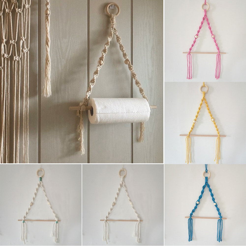 nordique toilette porte-rouleau de papier tapisserie macramé tenture murale salle décoration salle de bains distributeur de papier toilette