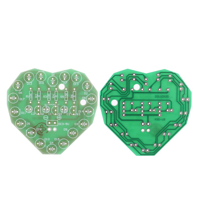 1Set Love Heart Shaped Colorful LED Flash Light Kits DIY Electronic Repair Parts T3LB