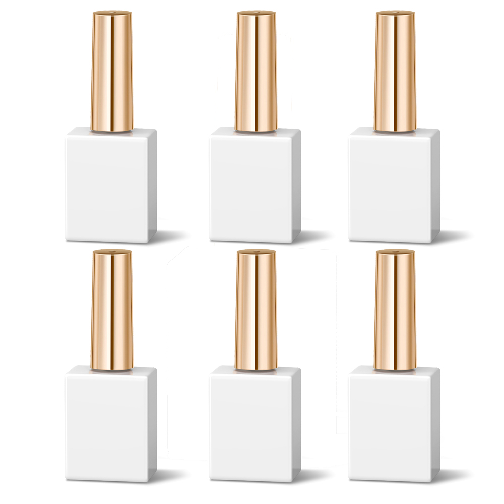 15 ml 6 stks/set Lege Gel Nagellak Flessen Met Borstels Nagels Gel Glazen Container Hervulbare Cosmetische Pot Manicure Nagelriemolie: Licht Geel