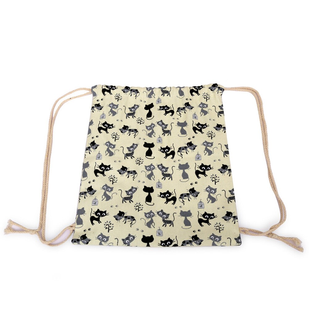 Vrouwen Mannen Trekkoord Rugzak Canvas Opknoping Zak Sport Beach Travel Opbergtas Outdoor Rugzak Pouch Pocket Bag Worek Plecak: Beige