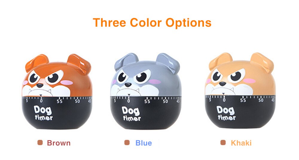 Cartoon Dog Shaped Kitchen Timer Home Kitchen Alarm Clock Countdown Dog Mechanical Time Reminder For Cooking Baking Studying: Random color