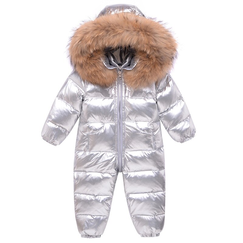 -30 de nieve de invierno para bebé niño chaqueta de pato 80% al aire libre ropa de bebé niñas escalada para niños mono 6M-2T: Plata / 100 2T-3T