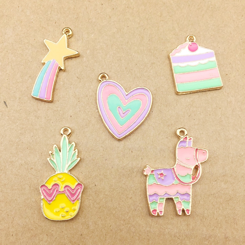 10 Pcs Cake Charm Hart Ananas Horse Charms Voor Sieraden Maken En Crafting Oorbel Charme