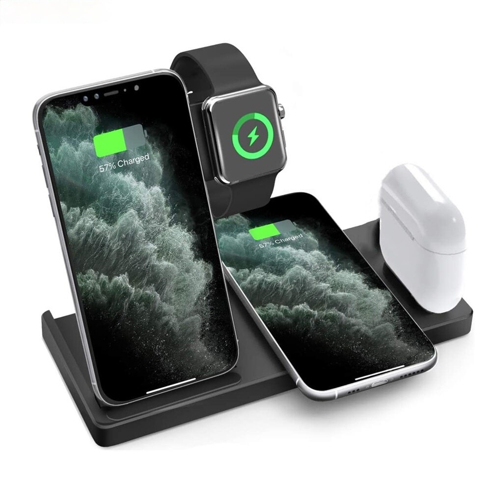 15W Fast Wireless Charger 4 in 1 Qi Charging Dock Station For iPhone 12 11 Pro XS MAX XR X 8 Apple Watch SE 6 5 4 3 AirPods Pro
