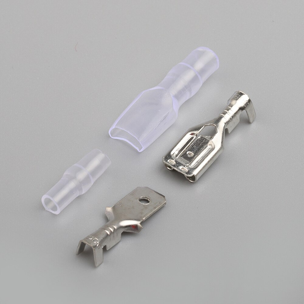50Sets(200pcs) 6.3mm Wire Connectors Crimp Terminals Crimp Female/Male Spade Terminals With Transparent Insulating Sleeves 6.3