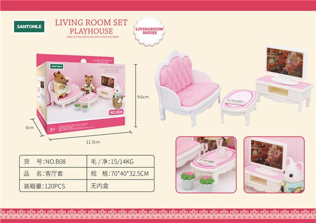 Forest animal villa mini set DIY toy simulation furniture toy girl play house toy family model children surrounding garden: B08