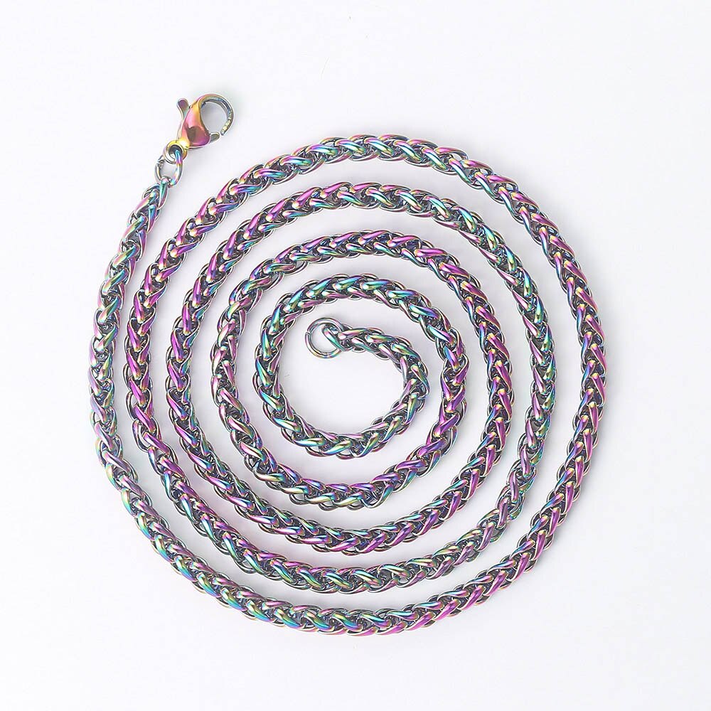 Colorful Rainbow 3MM Cuban Link Chain Necklace for Women Stainless Steel Rope Chain Choker On Neck Punk Trend LGBT Pride Jewelry: Franco Link Chain