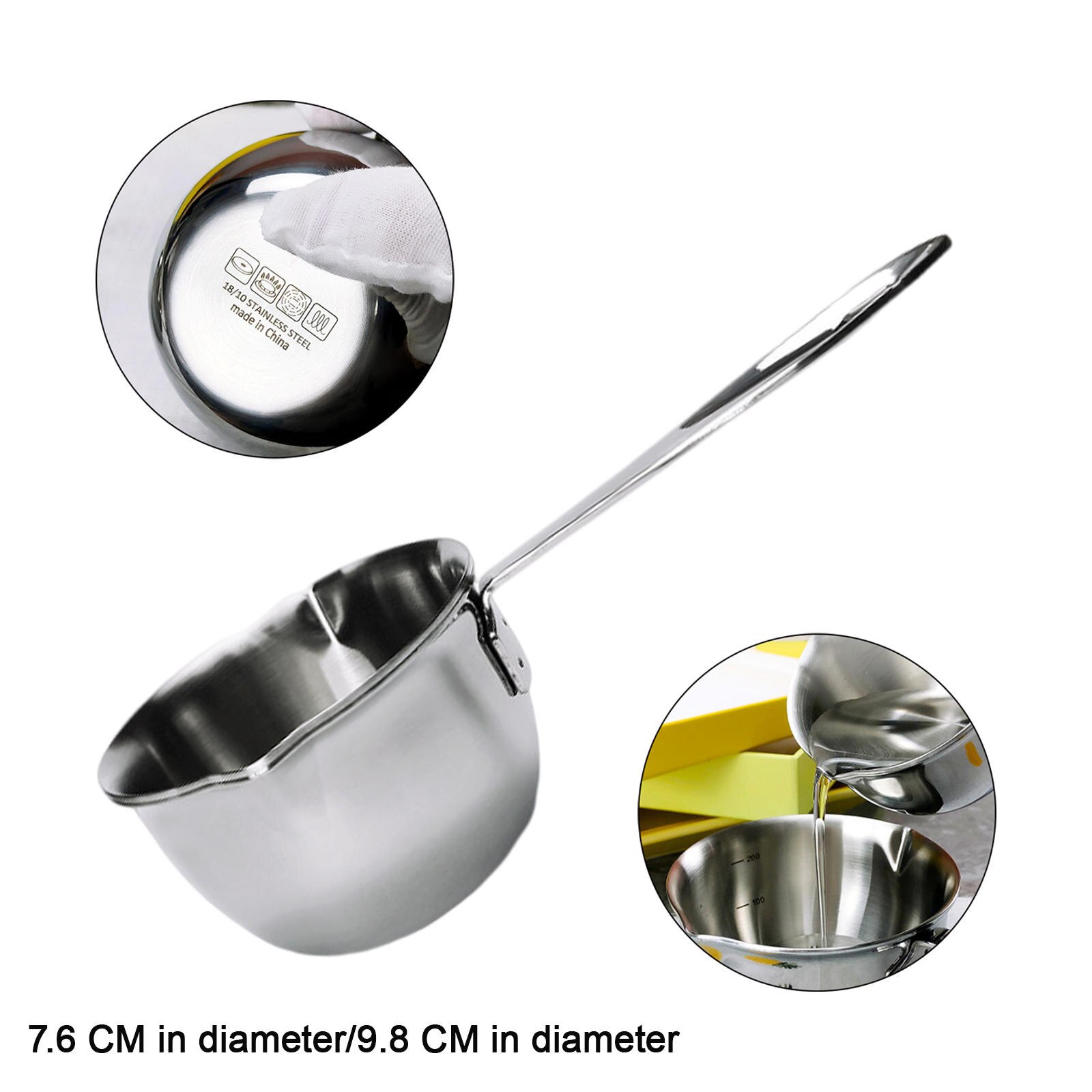 Stainless Steel Saucepan with Spout with Ergonomic Handle Boiling Pot Multipurpose Easy Pour Butter Coffee Milk Warmer Sauce Pot