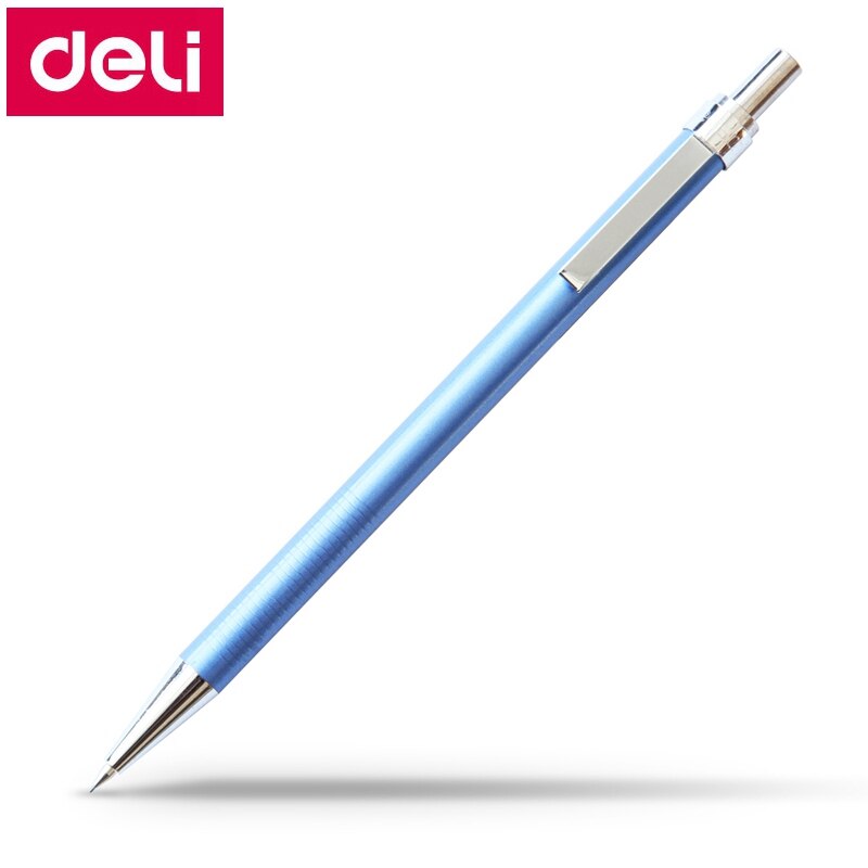 3 unids/lote Deli lápiz mecánico 6492 #0,5mm 6493 #0,7mm lápiz Auto Metal caso pencial 3 colores de la superior Deli
