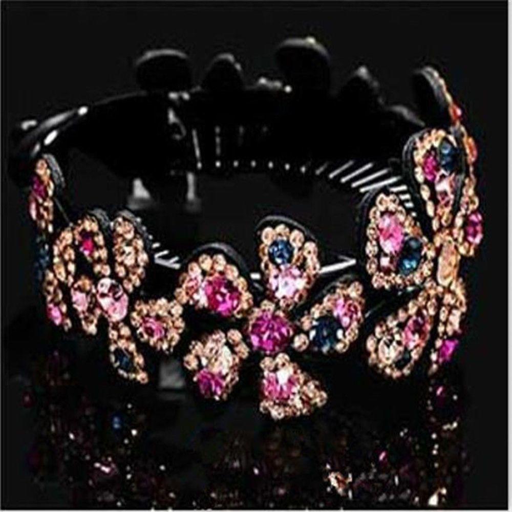 Koreaanse Rhinestone Haar Broodje Maker Klauwen Kooi Vrouwen Crystal Hair Clips Haarspelden Paardenstaart Houder Hoofddeksels Haar Accessoires: colorful