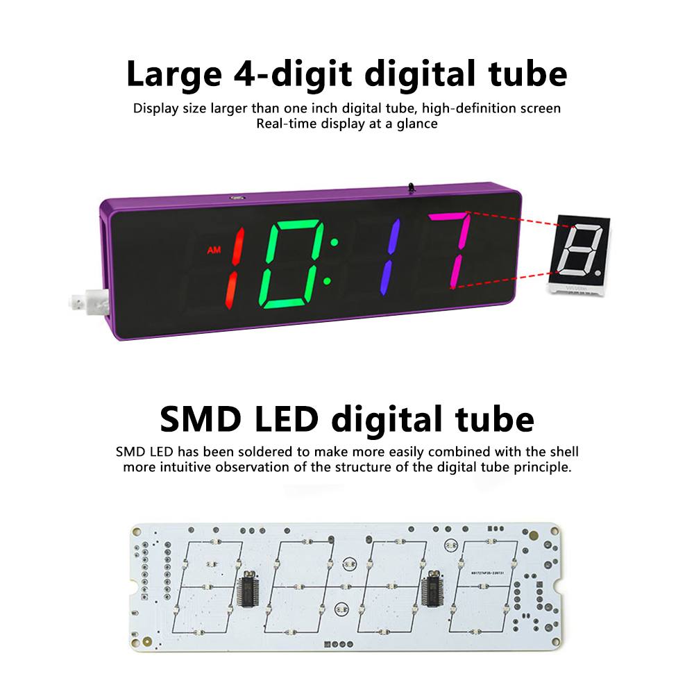 DIY Bausatz Elektronische Uhr LED Mikrocontroller Lözehn ÜSpund Praktische Ausbildung Produktion Bunte RGB Uhr verlieren Teile