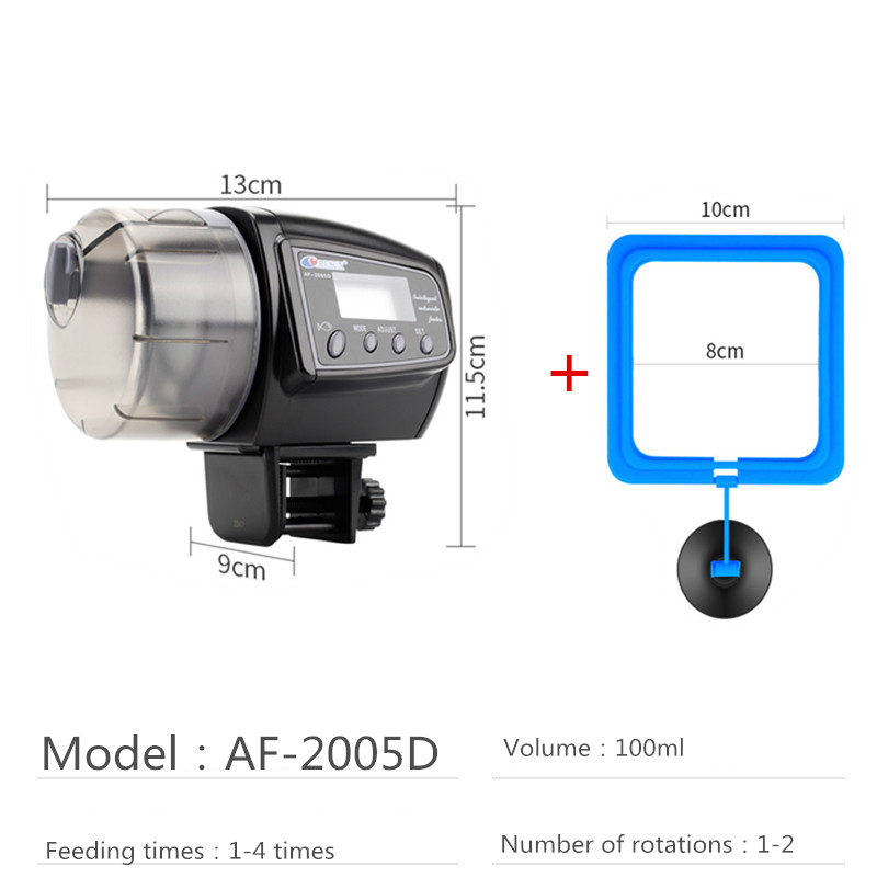 Aquarium Automatic Fish Feeder for Aquarium Fish Tank Auto Feeders with Timer Pet Feeding Dispenser LCD Display Fish Feeder: AF-2005D set 2