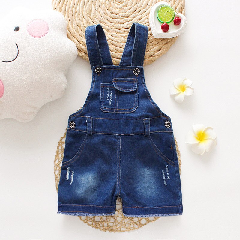 DIIMUU Summer Toddler Baby Clothing Boys Girls Overalls Shorts Denim Pants Pockets Casual Light Washed Jumpsuits Bottoms: 24M