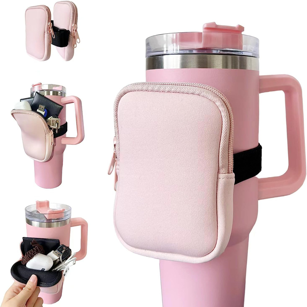 Bolsa de garrafa de água para stanley cup 40oz/20oz/30oz garrafa de água caddy neoprene tumbler saco para cartões chaves carteira fone de ouvido