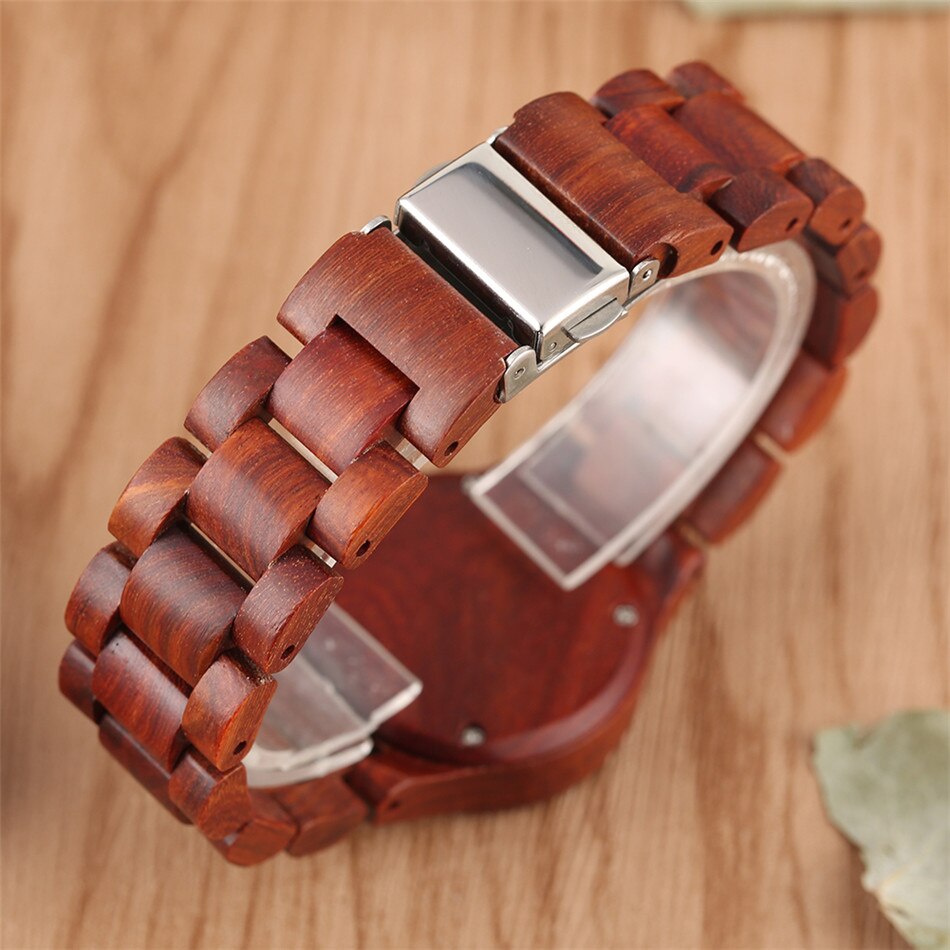 Vintage Rode Hout Vrouwelijke Horloges Quartz Natuurlijke Houten Quartz Bangle Horloge Minimalistische Vrouwen Horloge Vouwsluiting Uurwerk