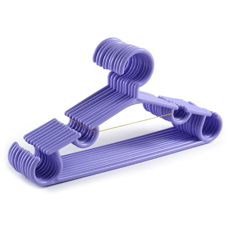 10Pcs/Set Portable Children Clothes Hanger Toddler Baby Coat Plastic Hanger Hook 95AA: Purple