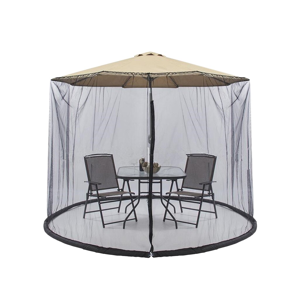 300x230CM Patio Umbrella Cover Zippered Mosquito Netting Screen Table Umbrella Canopy Garden Deck Furniture for Outdoor Bar