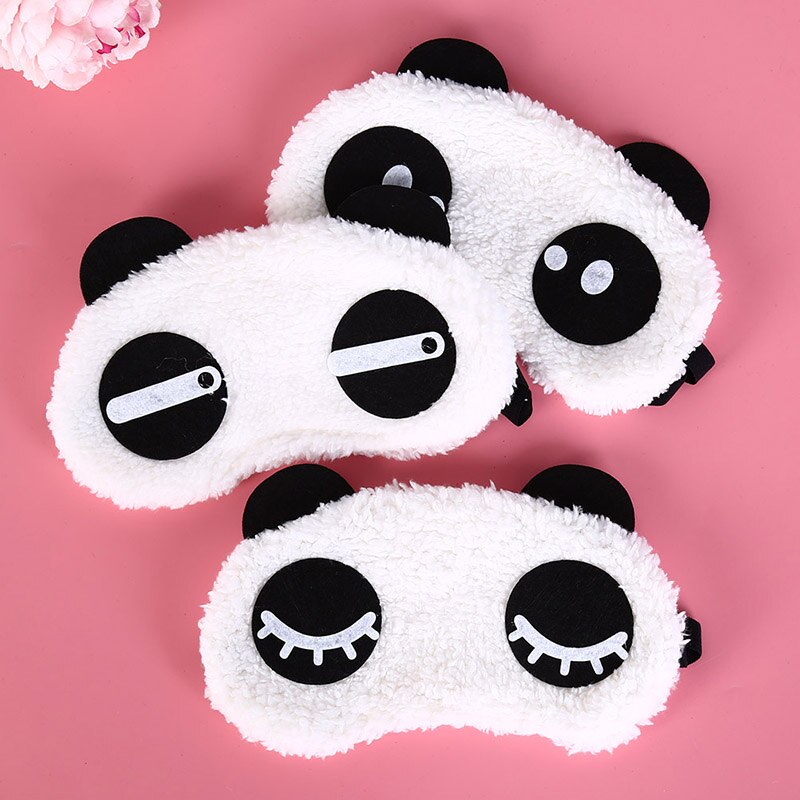 1Pc Zwarte Cartoon Panda Ontspannen Ijs Of Warm Kompres Slaapmasker Masker Bandage Op Ogen Voor Slapen Slaapmasker