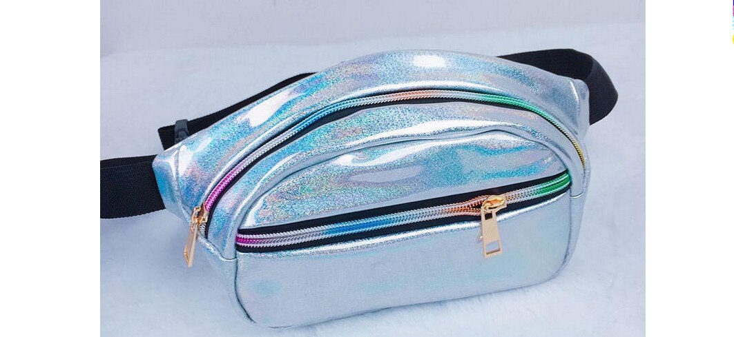 Kvinder damer glitter fanny pack klar talje bælte pose hofte taske rejse udendørs bum taske til piger: -en