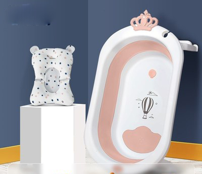 baby plastic foldable infant toddler bath tub bathtub: pink