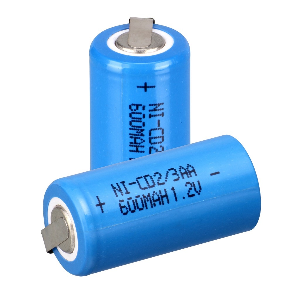 2 stks Ni-Cd 1.2 V 2/3AA oplaadbare batterij NiCd Batterijen-blauw 600 mah