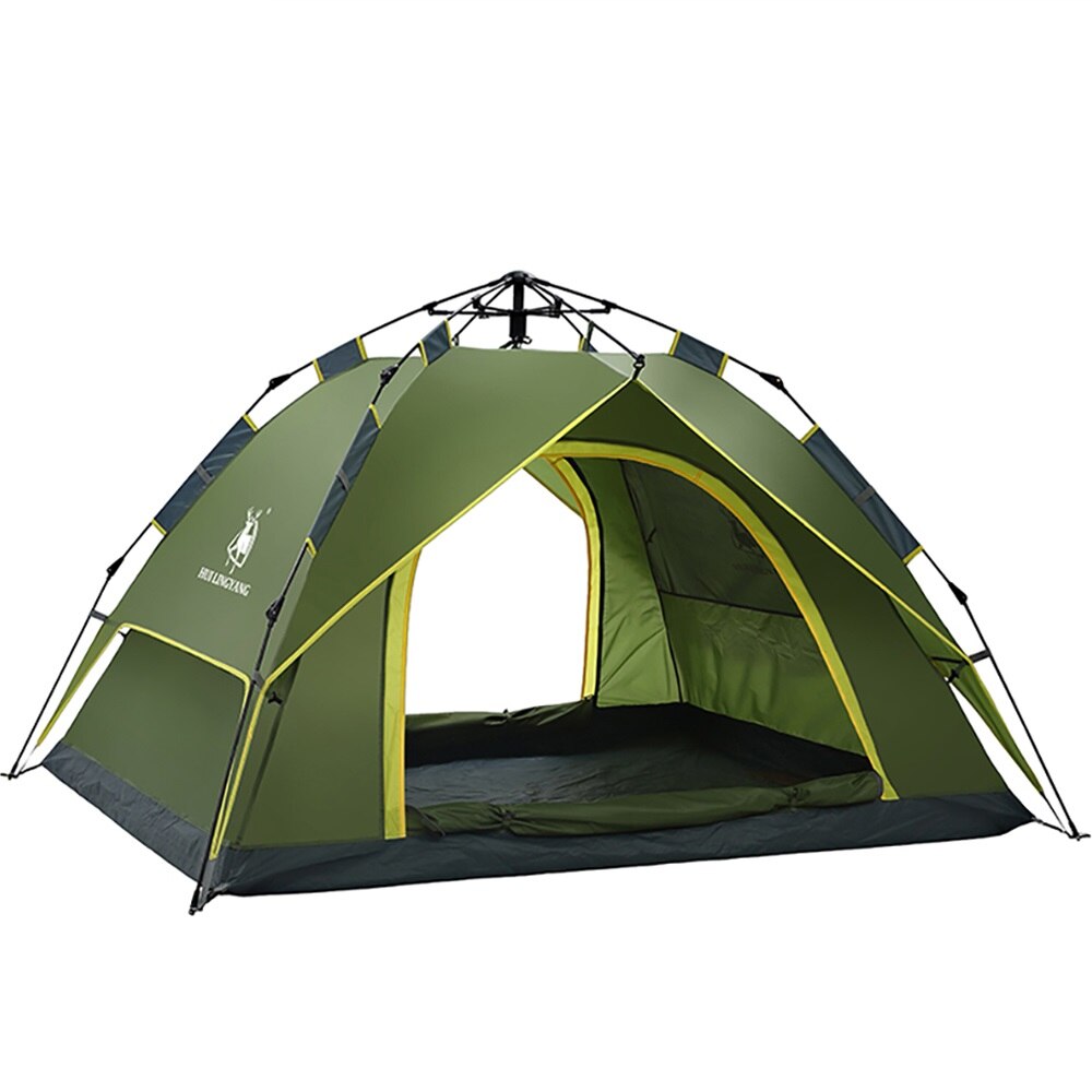 WolFAce-tienda de campaña automática para 3-4 personas, carpa de doble capa para exteriores, impermeable, configuración instantánea, portátil, para mochileros turísticos