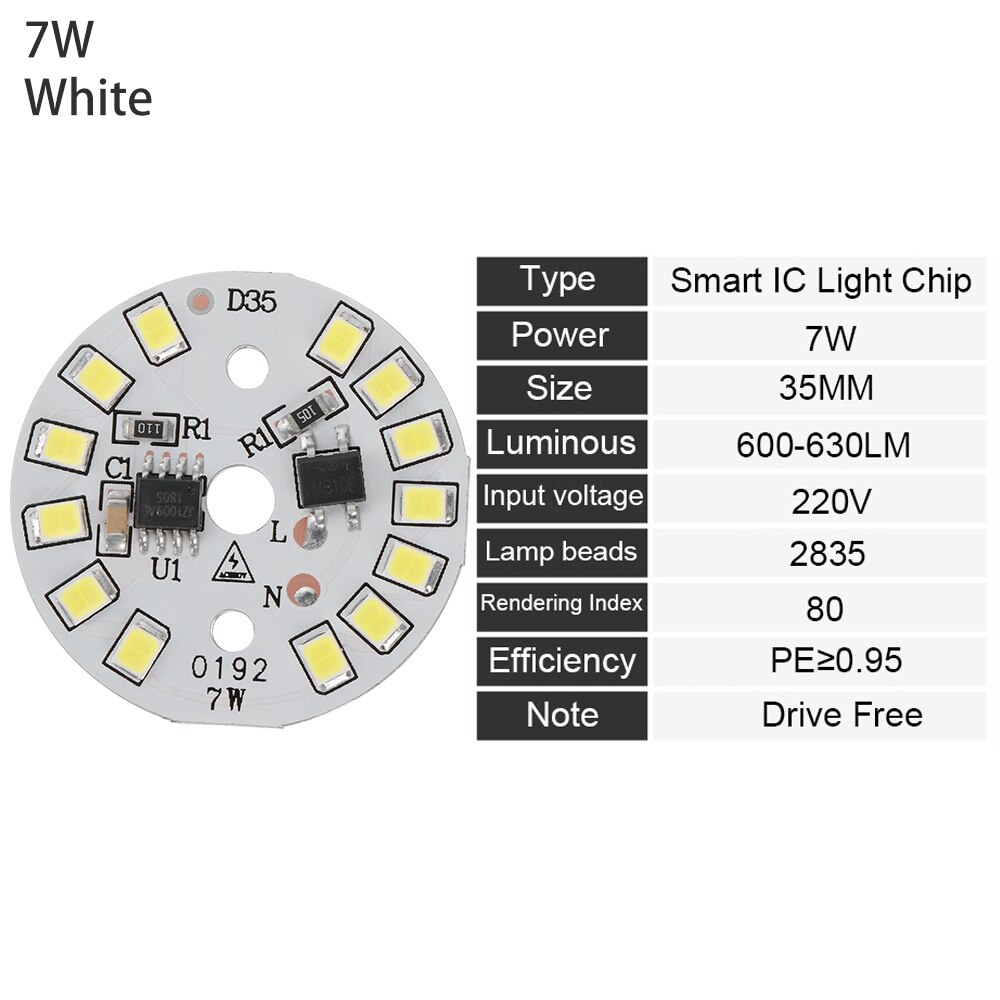 Home DIY LED Bulb Lamp AC220V Input Smart IC LED Bean LED Chip For Bulb Light SMD Light Chip Warm White 15W 12W 9W 7W 5W 3W: 7W white