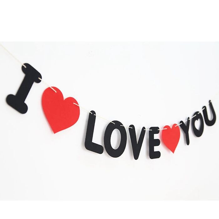 Banderole en papier 1 ensemble | Banderole, je t'aime, drapeau fanion, bannière pour mariage, fournitures pour amants, décoration joyeux valentin