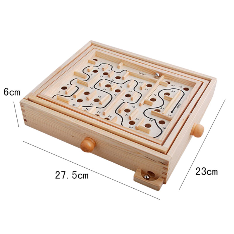 Wood Labyrinth Game, Table Maze/Balance Board Table Maze Solitaire Game for Kids and Adults