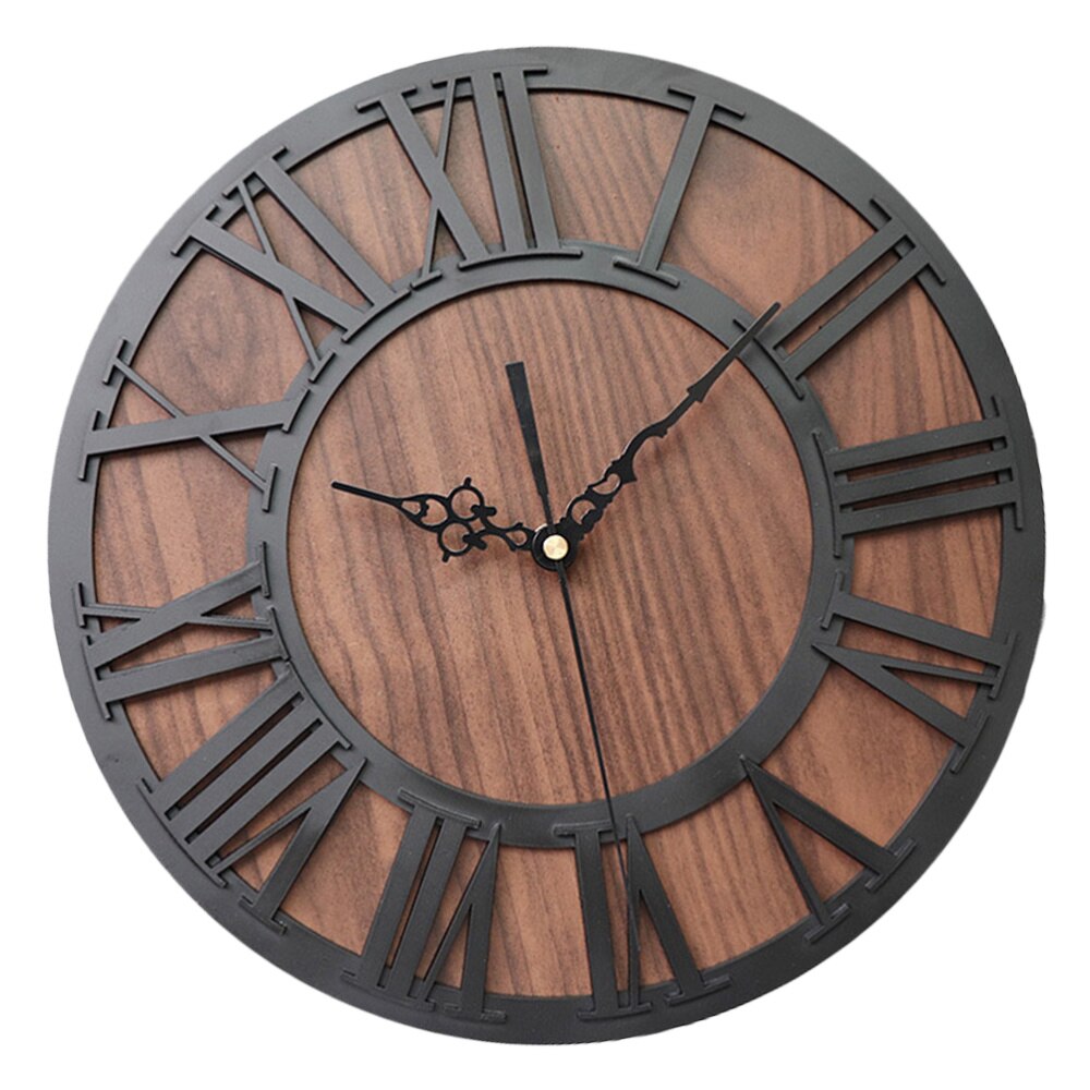 Roman Digital Wall Clock Simulation Wooden Wall Clock Roman Number Craft Wall Clock Acrylic Wall Clock (Black Shipment without B
