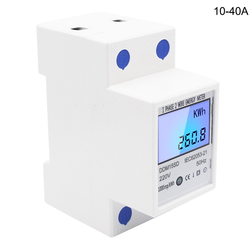 LCD Digital Single Phase Energy Watt KWh Meter Rail Mount Multi-Function Wattmeter YE: Orange