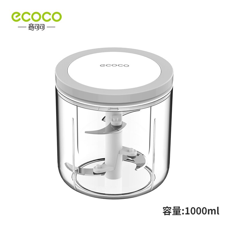 ECOCO Manual Food Chopper Pull Onion Chopper Large Vegetable Processor Blender Mincer Mixer for Egg Meat Salad Fruit Pesto Puree: 1000ml Grey