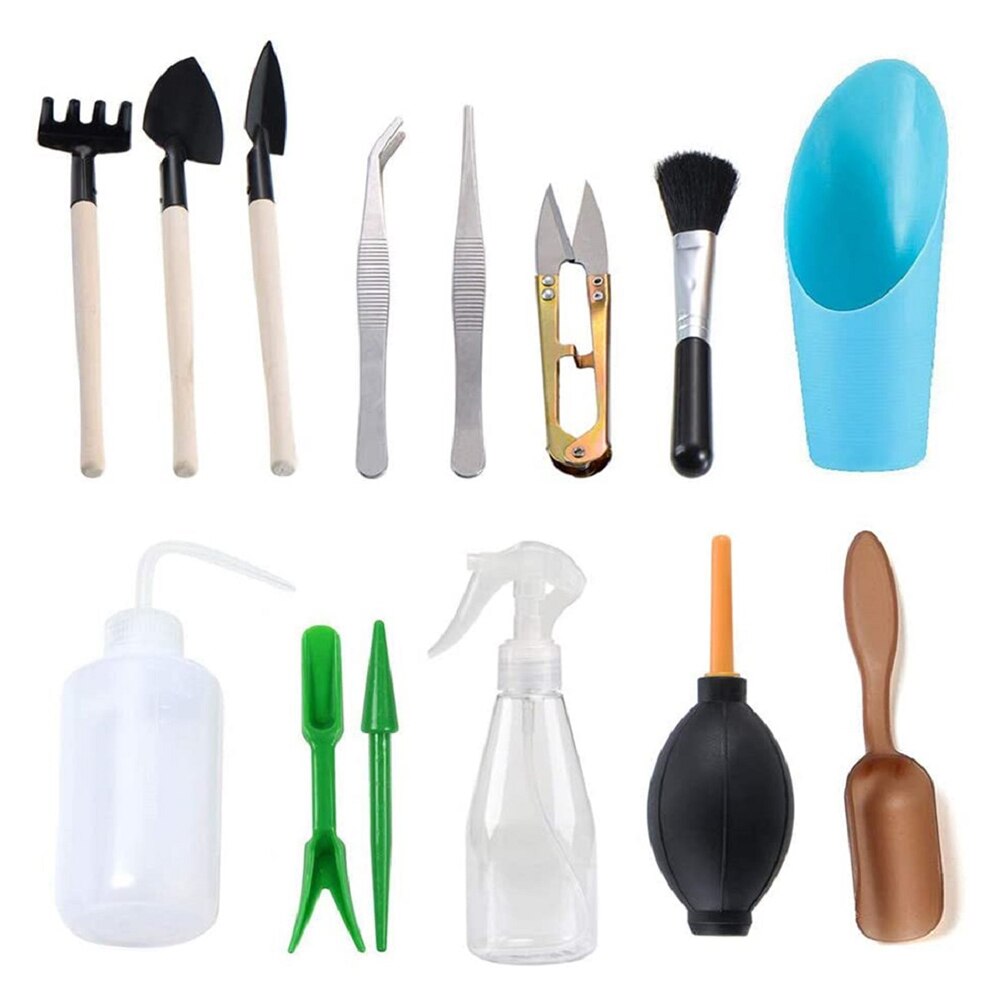 4 Pcs Garden Planter Kit - Mini Shovel, Scoop, Bucket & Seedling Tool For Succulents & Bonsai (Green)