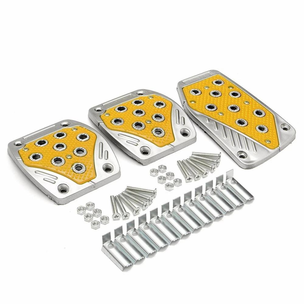 Universal bil halkfri manuell växellåda gas koppling broms fot pedal pad lock #c: Gul