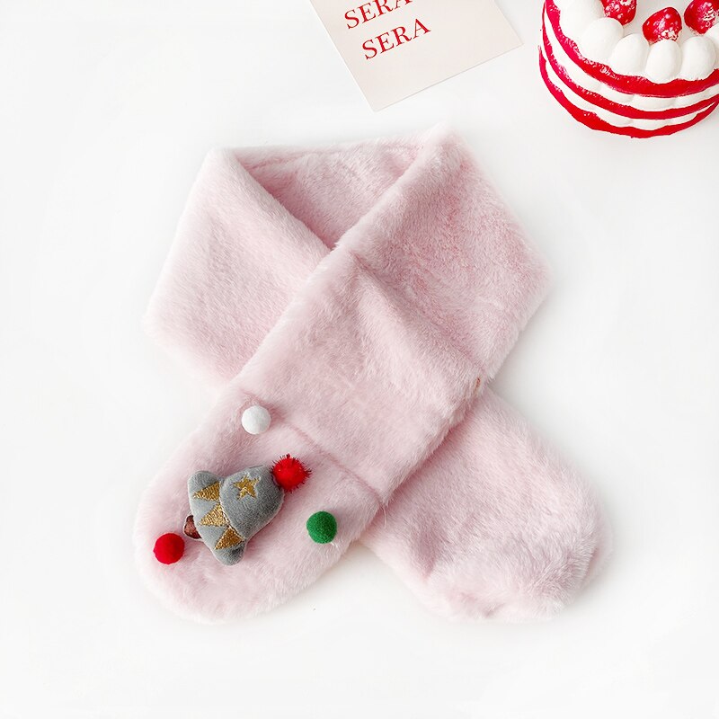 Unisexe printemps hiver enfants mignon fausse fourrure fruits lapin en plein air garder au cou écharpe bébé garçons filles doux foulards pour les enfants: Pink-2