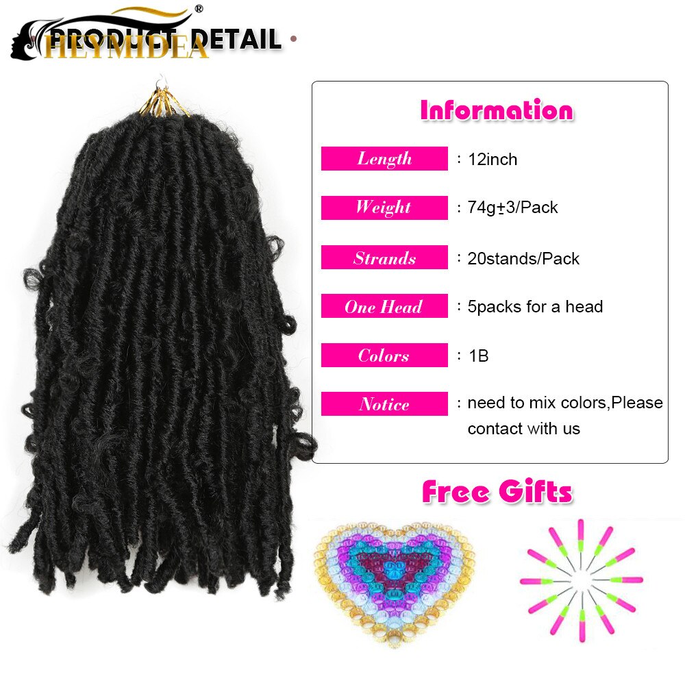 12Inch Synthetic Hair Distressed Faux Locs Crochet Braids Butter Black Fly Extensions For African Women HeyMidea