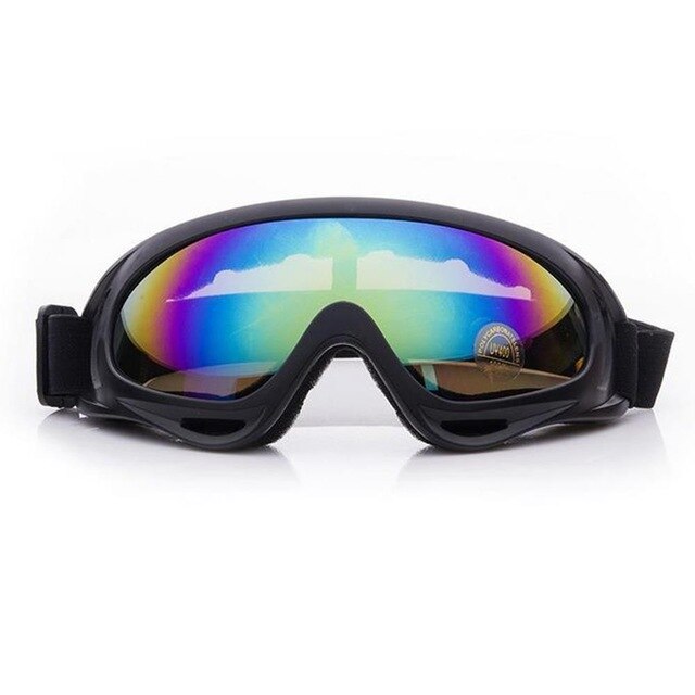 Anti-condens fietsbril ski tpu beschermingsbril buitensport stofdicht beveiliging windscherm veiligheidsbril anti-uv: Zwart frame kleurrijk