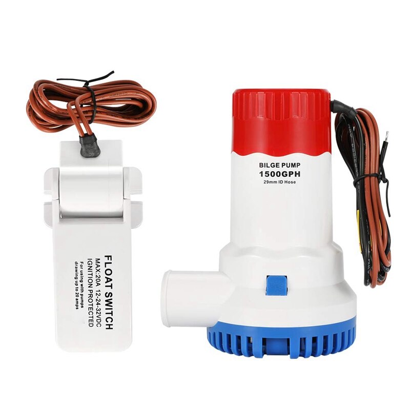 Bilgepomp voor boot  dc12v 1500 gph kleine bilgepomp 12 volt elektrische waterpomp laag geluidsniveau met schakelaar