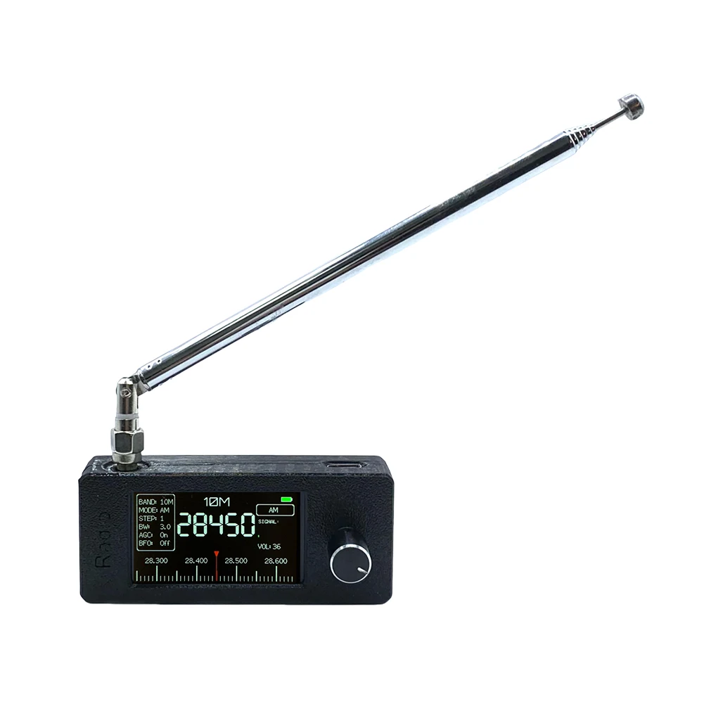 SI4732 0.5-108 mhz Radio portatile LSB USB AM FM Mini radio tascabile Schermo IPS da 1,9 pollici Radio FM/AM Ricevitore radio per tutte le bande: Black