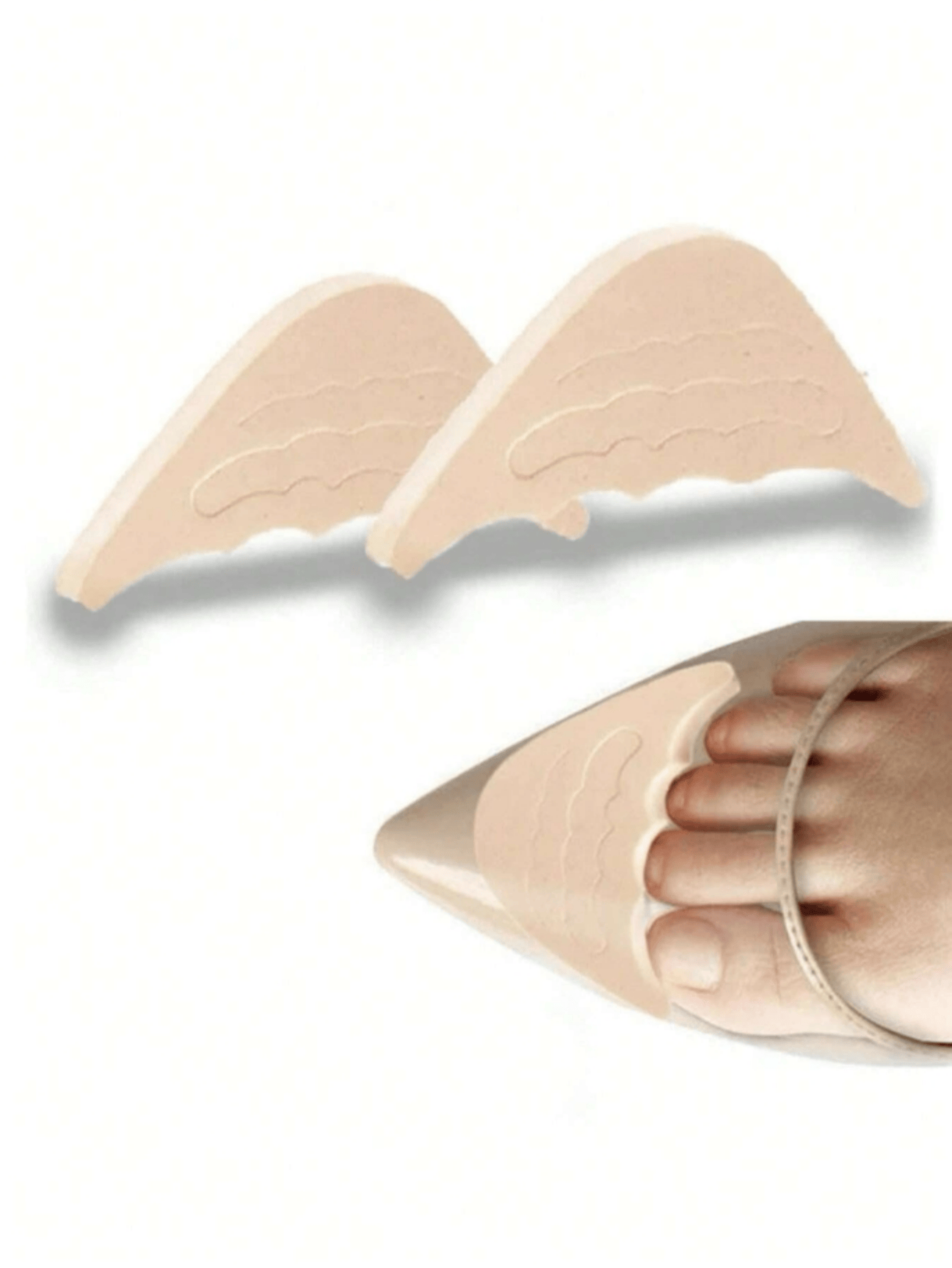 2 Paar weiche halbe Einlegesohlen mit Zehenstopfen, wiederverwendbare, mit Zehenschaum gefüllte Einlegesohlen, verstellbare, übergroße Fußstützkissen-Unisex-Einlegesohle: Silber