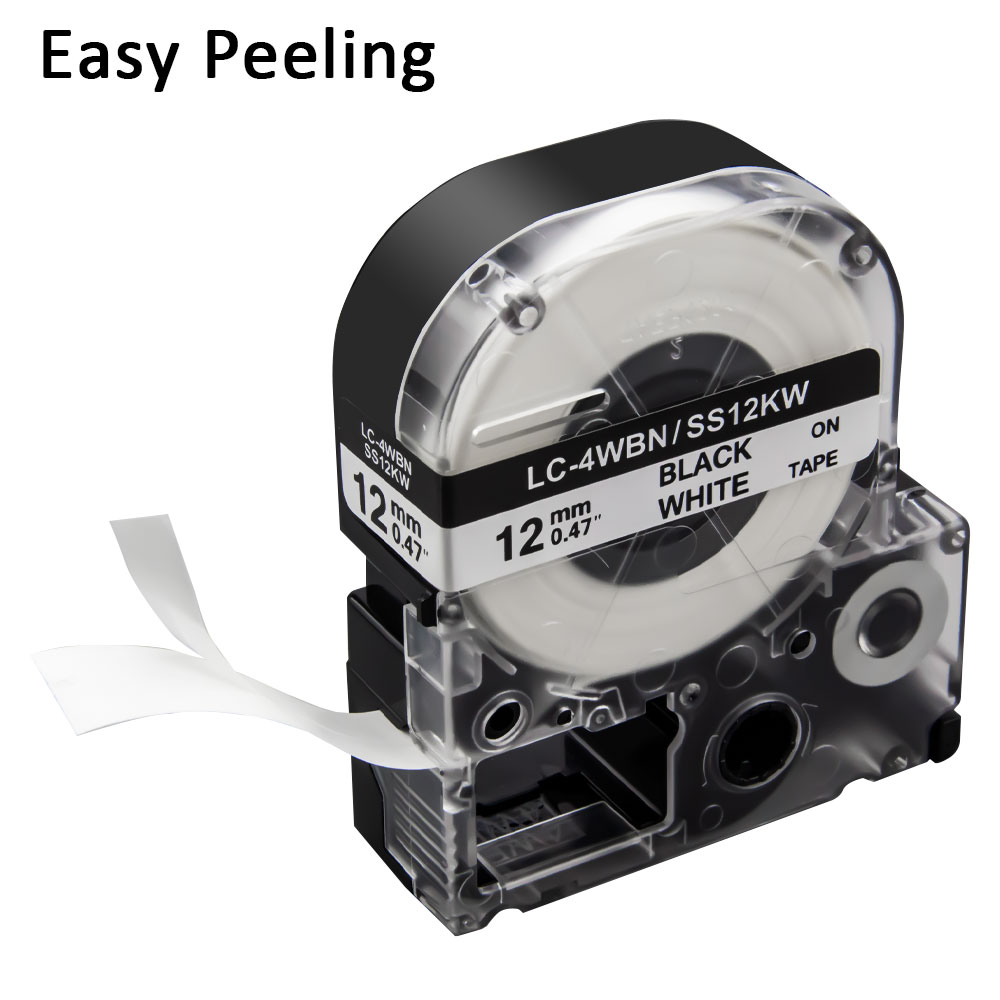 Ecowell Pattern Tape Printer Ribbons SC12YW LC-4YBP Black on Yellow compatible for Epson Labelworks LW-300 LW-400 label maker