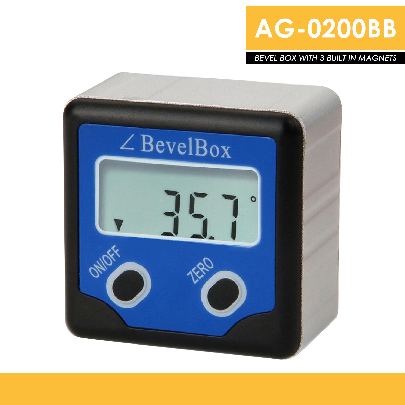 Angle Finder Protractor Inclinometer with 3 Strong Disk Magnet Waterproof Digital Bevel Box Gauge