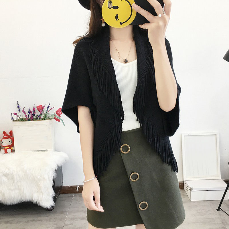 Herfst Truien Vrouwen Vest Omzoomd Trui Mode Dame Mantel Sjaal Losse Solid Vesten Gebreide Truien Bovenkleding