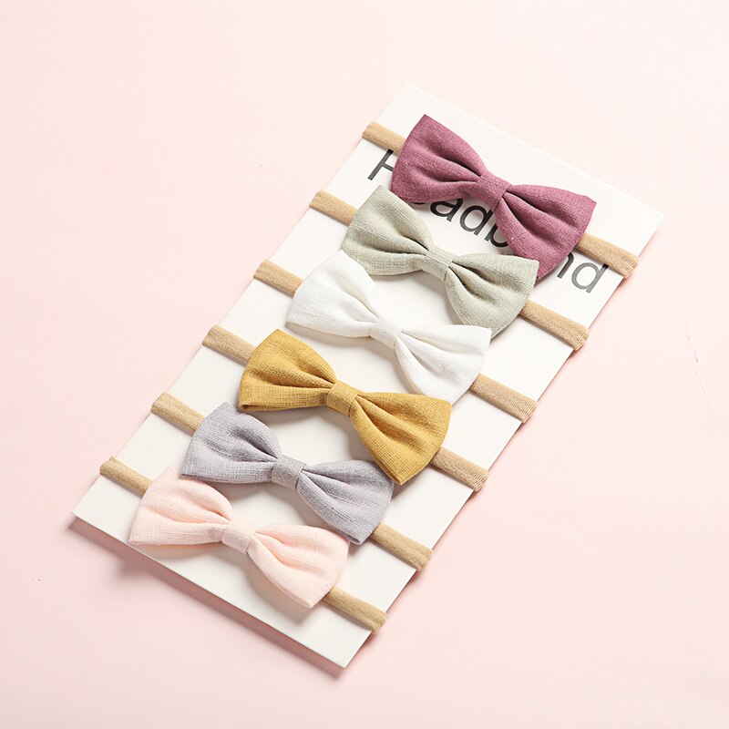 6Pcs/Set Baby Girls Headband Multi Colors Bow Knot Head Bandage Kids Toddlers Headwear Hair Band Infant baby hair accessories: 4