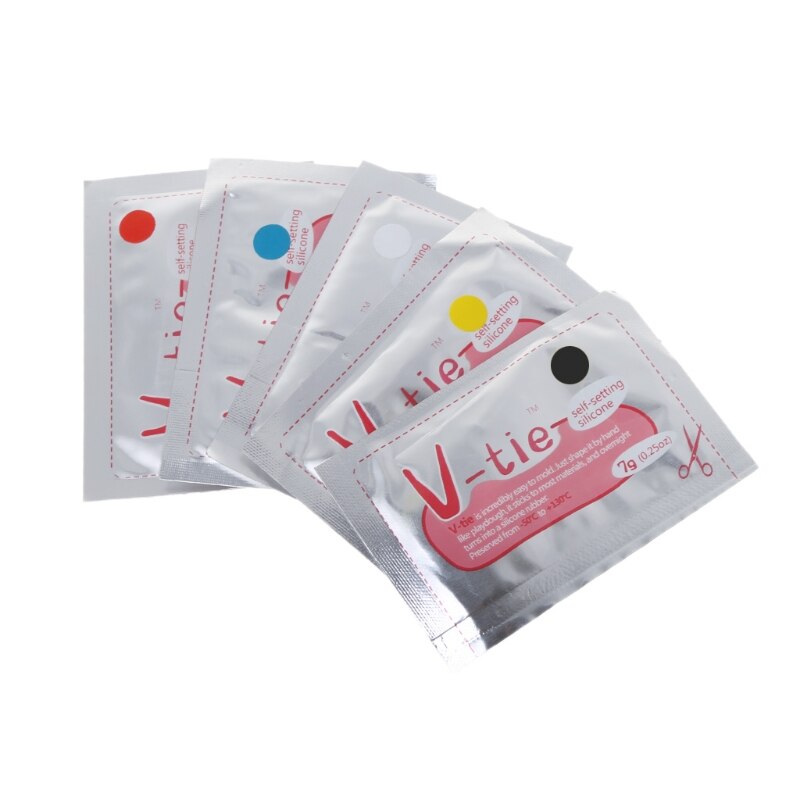 Silicona líquida a prueba de calor para reparación de barro, pegamento colorido para manualidades, 5 colores (rojo, azul, blanco, amarillo, negro, uno de cada uno)