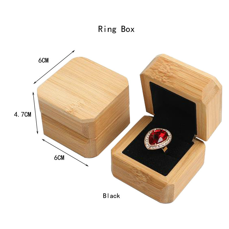 Bamboo and Wood Jewelry Packaging Box Buddhist Bead Collection Box Bamboo Wood Necklace Box Proposal Ring Box: Black Ring Box