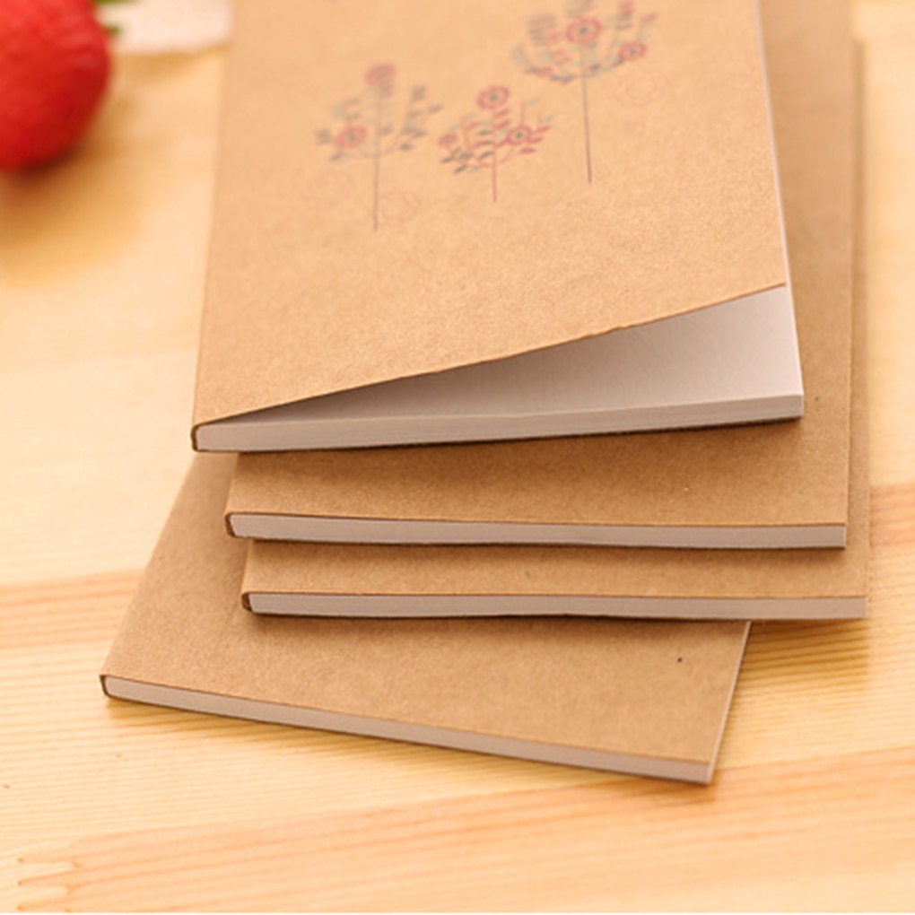 Mini Diy Cute Vintage Happiness Birds And Flower Kraft Notepad Blank Sketchbook Notebook Weekly Planners Diary Notebook