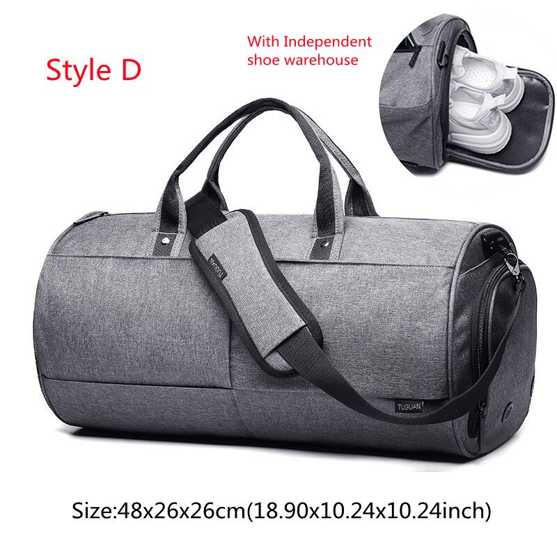 High Capacity Travel Tote Multifunction Cosmetic Clothes Storage Duffle Shoulder Bags Sports Fitness Handbag Accessories Supplie: D Gray