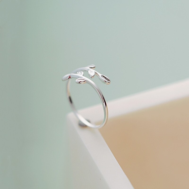 Schmuckstück Einfache Stil Silber Farbe Blatt Ringe Für Frauen Große Einstellbare Finger Ringe